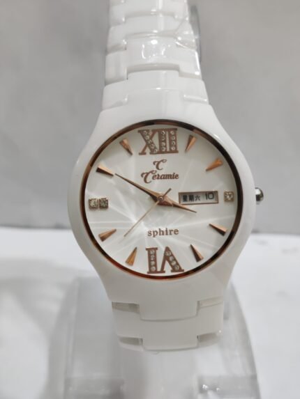 CERAMIC DATE AND DAY WATCH